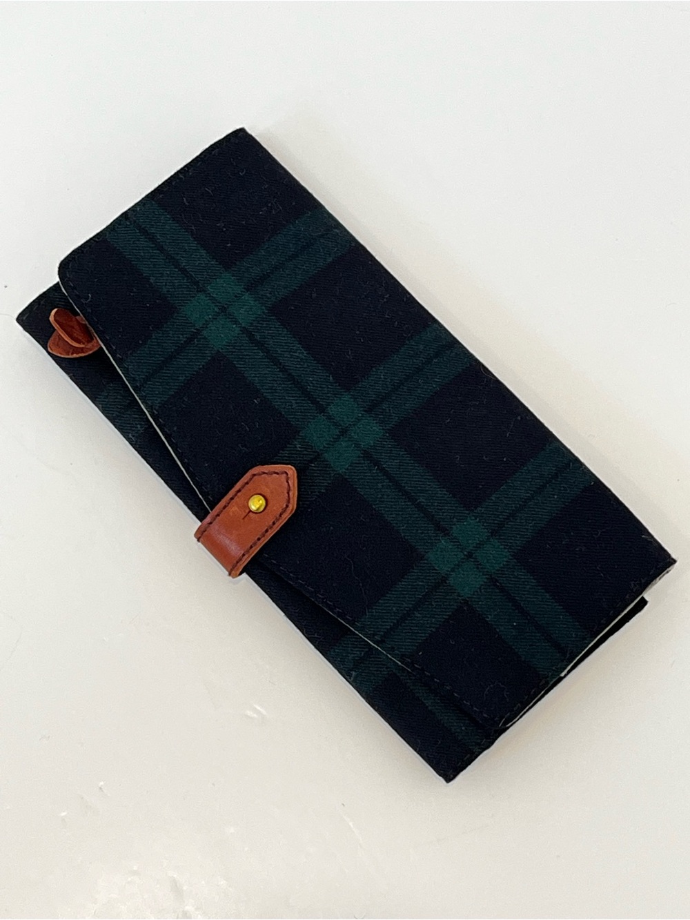 Madewell Plaid Leather Trim Slim Wallet Preppy Tartan Luxe Clutch Academia Chic